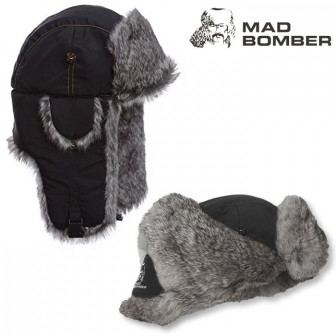 Mad Bomber Supplex Bomber Hat (XL)- Blk/Gry Faux Fur