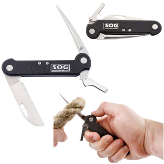 SOG Nautical Folding Knife - 2.875" Straight Edge  - Black