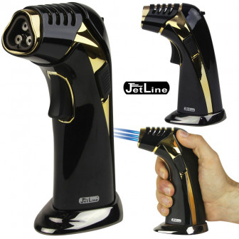 JetLine G5000 Triple-Flame Table Top Lighter- Gold/Blk