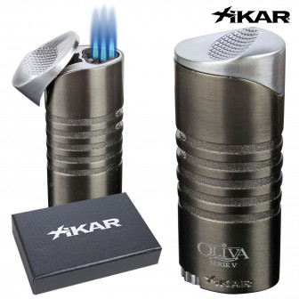 Oliva V Xikar Ellipse III Triple Flame Lighter - Gunmetal