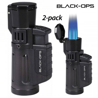 Black-Ops Cyclone 3 Quad-Flame Torch Lighters-Black [2-PK]