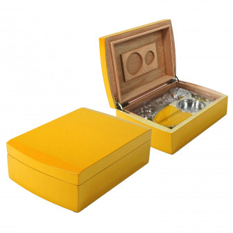 Petrus Mellow Yellow Travel Humidor Set w/Ashtray&Cutter