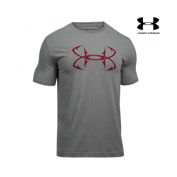 Under Armour Fish Hook T-Shirt (XL)- True Grey Hthr/Red