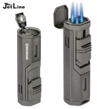 JetLine Challenger Triple Flame Lighter W/Punch- Gun Metal
