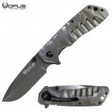 Opus Tactical The Anvil Drop Point Folding Knife- Stone Gray