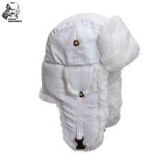 Mad Bomber Supplex Bomber Hat (L)- White/White Faux Fur