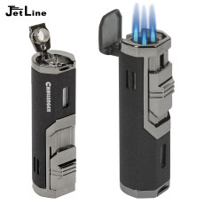 JetLine Challenger Triple Flame Lighter W/Punch- Black/Chrome