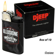 Box of 10: Djeep Illusione Single Flame Ligher- Black [BOX OF 10]