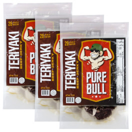 3-Pack: Pure Bull CP Teriyaki Beef Jerky (7.5oz Total: 3 x 2.5oz)