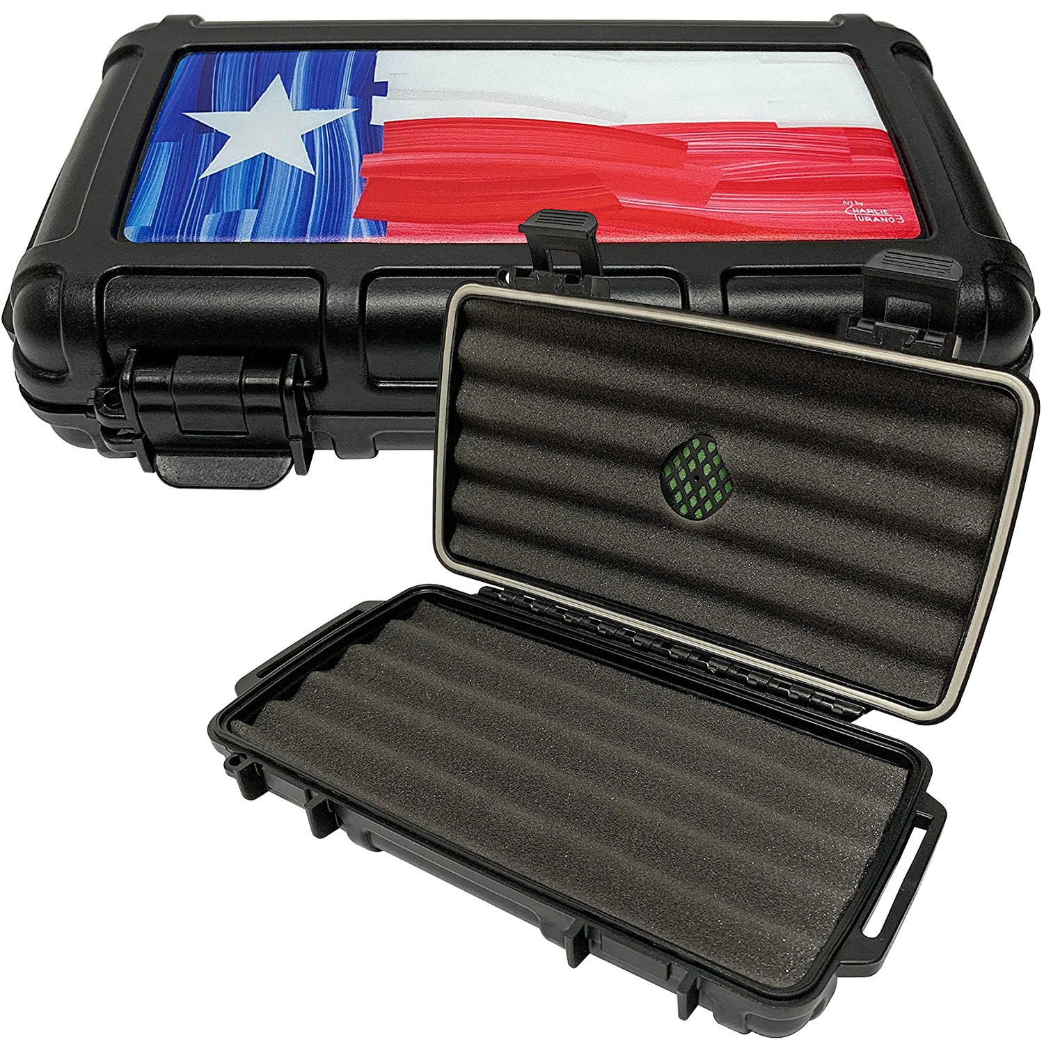 Cigar Caddy 5 Cigar Travel Case Humidor New Texas Flag 