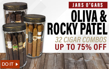 Jars o'gars. A totally sick $3.41-a-stick deal on Oliva & Rocky 32 cigar combos
